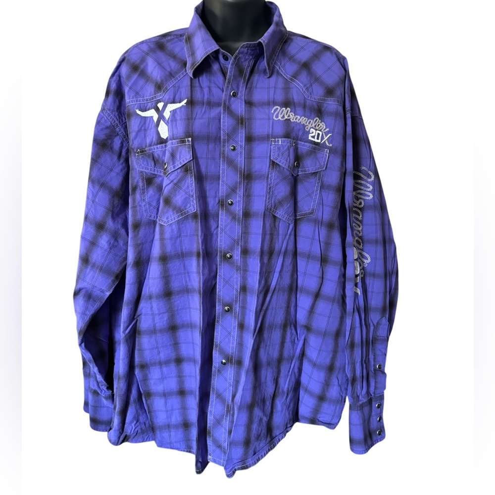 Wrangler Purple Checkered Snap Shirt